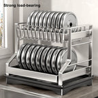 Kitchen Accessories 2 Tier Stainless Steel Dish Drainer Rust-proof Dish Rack for Kitchen Counter Black Escurridor De Platos