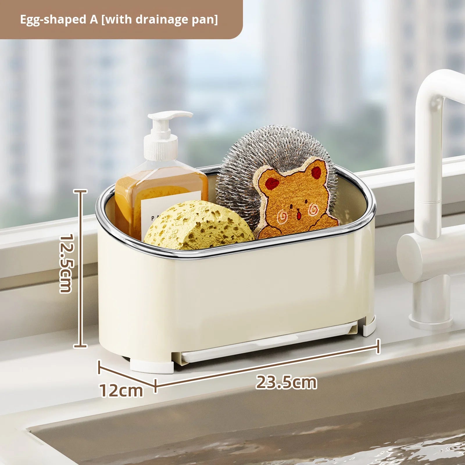 Kitchen Cloth and Towel Drying Rack Punch-free Wall-mounted Storage with Dishcloth Tray and Sink Storage