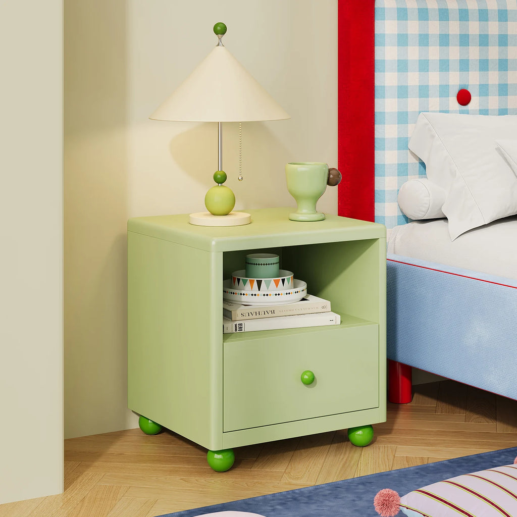 Nordic Iron Smart Nightstand Drawers Open Shelf Storage-Durable Multifunction Design for Apartment-Friendly Bedroom Small Spaces