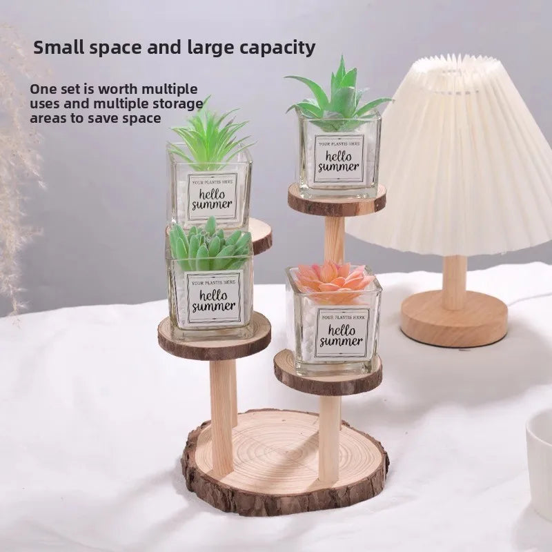 Solid Wood Lacquer Finish Modern Rectangle Multifunction 20x20x20cm Desktop Organizer Display Stand for Living Room Storage