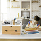 Custom Office Nature Wooden Desktop Organizer Bamboo Desk Storage Boxes Wood Desk Office Accessories Organizer