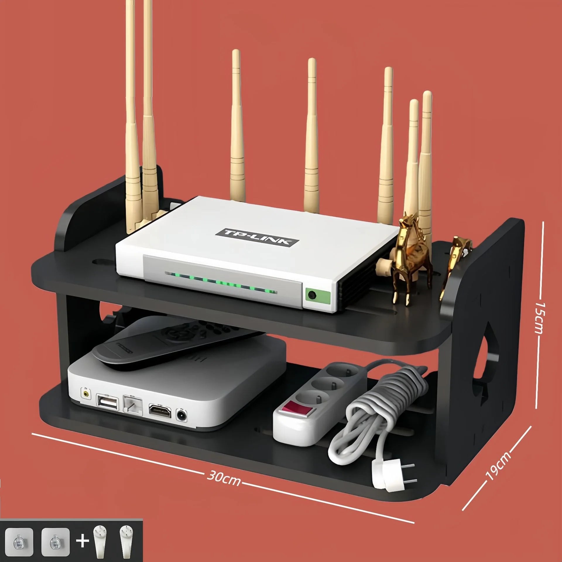 White Desktop Storage Organizer Wall Mounted Floating Shelf for Router and Set-Top Box