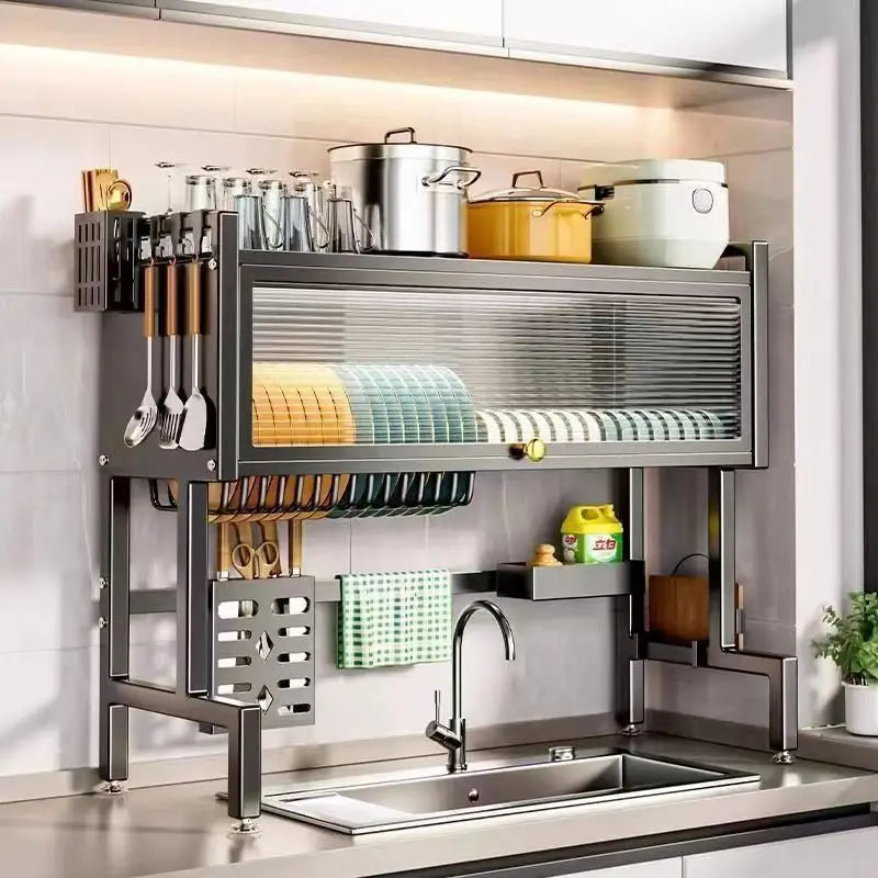 Kitchen Storage Rack Sinkescurridor De Platos Iron Storage Holders & Racks Countertop Pool Cupboard Multi-functional Metal