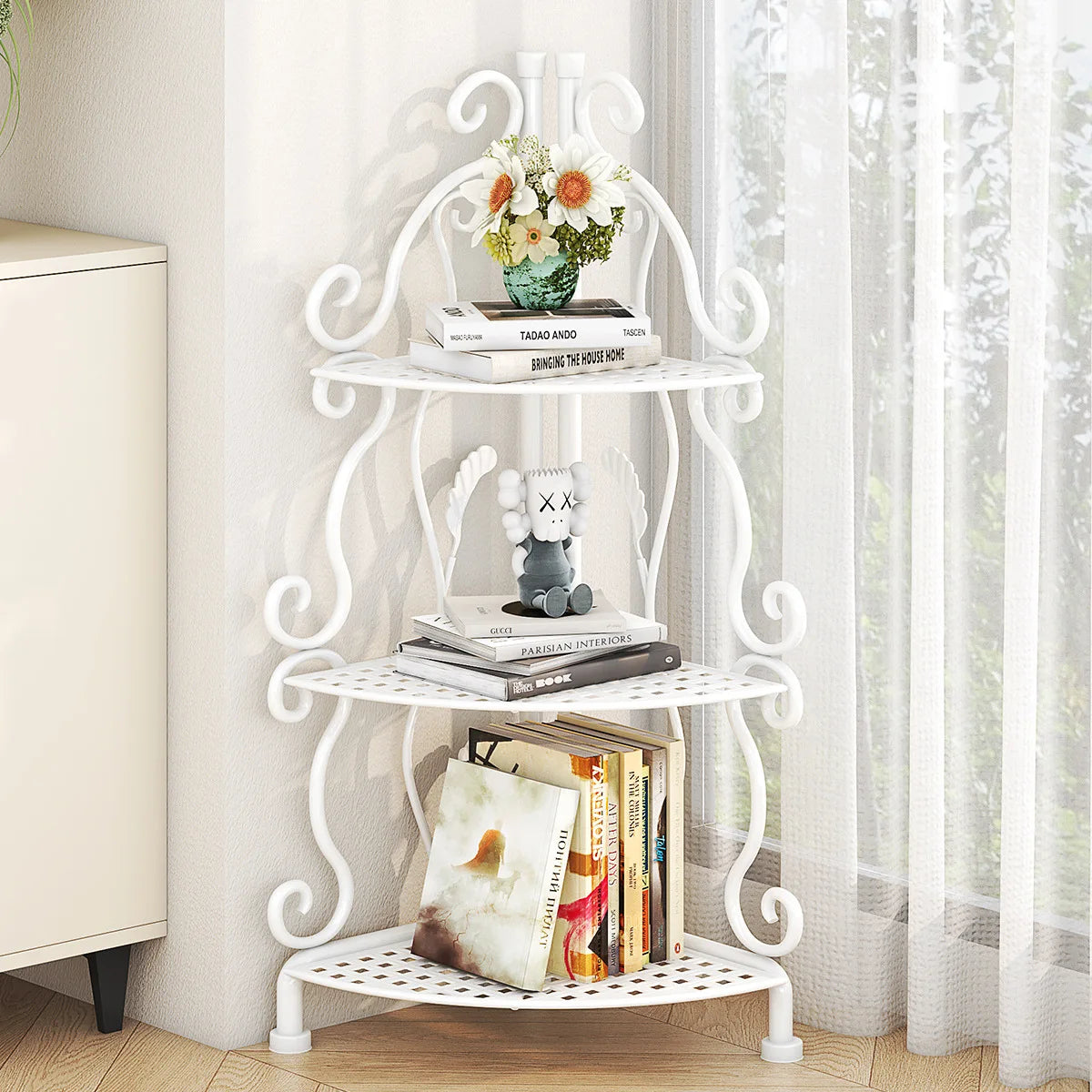 Bathroom Bedroom Kitchen Metal Multi-Layer Storage Rack Shelf Home Floor-Standing Triangle Design Storage Kitchen Organizer