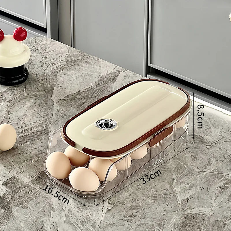 Transparent Plastic Egg Storage Box with Slide Design Anti-Drop Shockproof Kitchen Storage Special Feature for Refrigerators