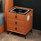 Modern Solid Wood Nightstands Multi-Functional Smart Bedside Cabinet Light Fingerprint Lock Wireless Charging Bluetooth Bedroom