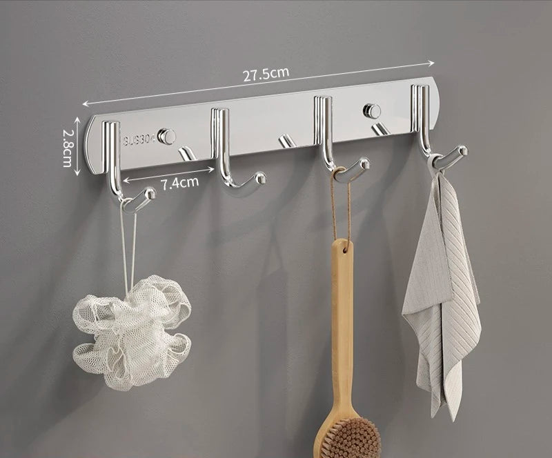 HUOLI Black 304 Stainless Steel Wall-Mounted Hooks - Modern Bathroom & Kitchen Storage, Hotel Bathroom Accessories Low Price