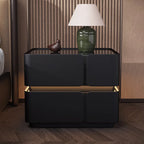 Light Luxury Modern Solid Wood Smart Floating High-End Nightstand Bedside Table Ready-to-Use Wireless Charging LED Light Bedroom