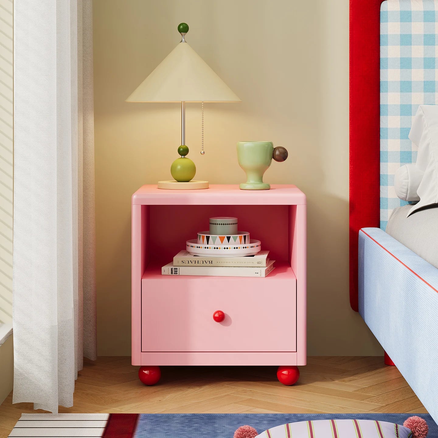 Modern Iron Smart Nightstand LED Light Drawers/Open Shelf Storage-Durable Multifunction Design for Apartment Bedroom Home Use