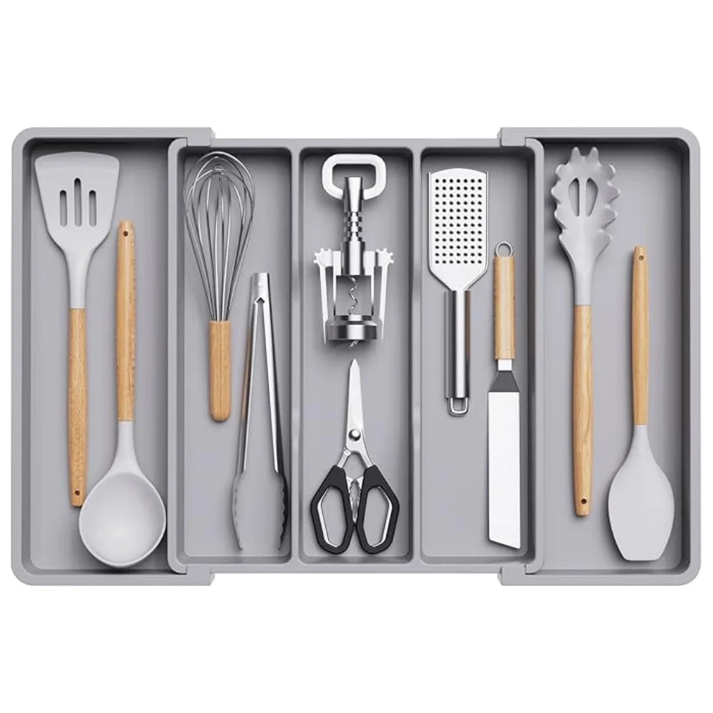 Expandable Kitchen Drawer Organizer Adjustable Plastic Utensil Tray Flatware Holder for Kitchen Storage