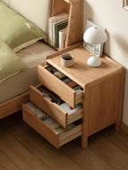 Custom Solid Oak Three-Drawer Bedside Cabinet Modern Minimalist Nordic Nightstand for Bedroom Storage