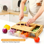 Multifunctional Bamboo Chopping Board With Built in Drawer Storage Containers and Grater Kitchen Cutting Board