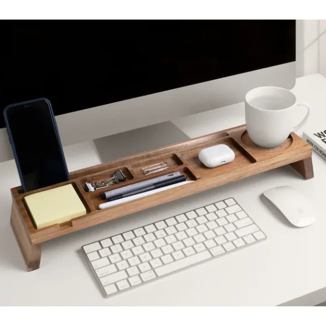 Wood Desk Organizer Home Office Desk Organization Tablet & Phone Stand for Cubicle Docking Station