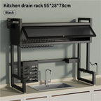 Over the Sink Dish Drying Rack Dish Drainer Racks with Dust-proof Cabinet Door Space-Saving Kitchen Organizer for Dishes