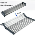 High Quality Multifunction Stainless Steel Roll up Silicone Dish Drying Rack Kitchen Storage Holder & Rack