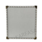 Industrial Side Cabinet Bedside Table 3 Drawers Leather Storage Box Stylish Golden Mushroom Nail Design for Home Bar Bedroom