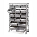 Commercial-Grade 16-Bin Storage Rack with Sliding Drawers Multi-Tier Design for Restaurant Back-of-House Efficiency