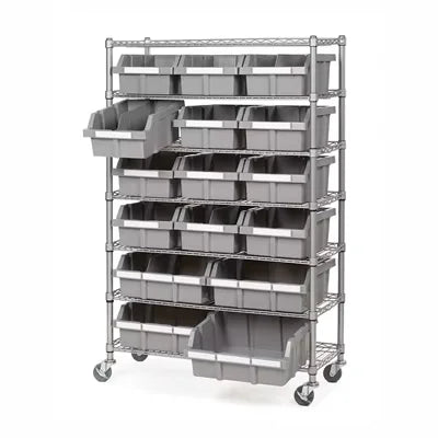 Commercial-Grade 16-Bin Storage Rack with Sliding Drawers Multi-Tier Design for Restaurant Back-of-House Efficiency