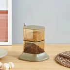 Quality Upgraded Multi-layer Rotating Plastic Spice Rack with Spoons Kitchen Condiment Storage Box Seasoning Organizer Container