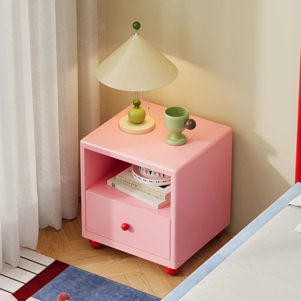 Modern Iron Smart Nightstand with Drawers & Open Shelf Storage-Durable Multifunction Design for Apartment Bedroom and Home Use