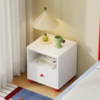 Nordic Iron Smart Nightstand Drawers Open Shelf Storage-Durable Multifunction Design for Apartment-Friendly Bedroom Small Spaces