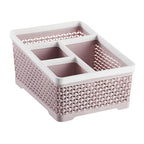 Imitation Rattan Multi-Compartment Storage Box for Cosmetics Skincare Remote Control Desktop Organization Model 9100