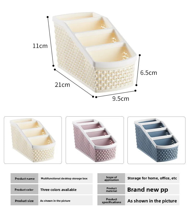 Imitation Rattan Multi-Compartment Storage Box for Cosmetics Skincare Remote Control Desktop Organization Model 9100