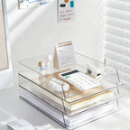 4-Piece Transparent PET Office Desktop Organizers - Ideal for Pens, Stationery, A4 Files & Document Storage Racks