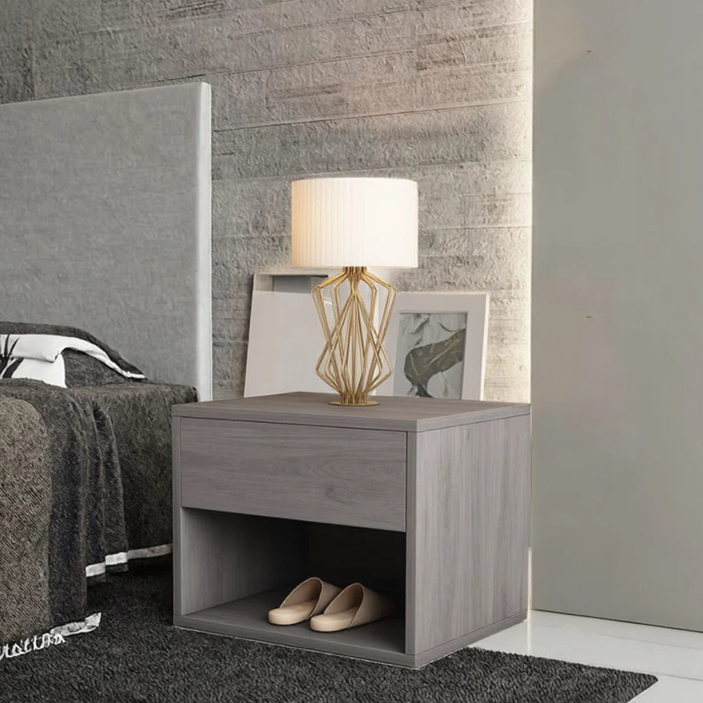 Modern Style Luxury Solid Wood Nightstand Zhishu Model A213 for Apartment Bedroom Furniture Compact Space-saving Large Storage
