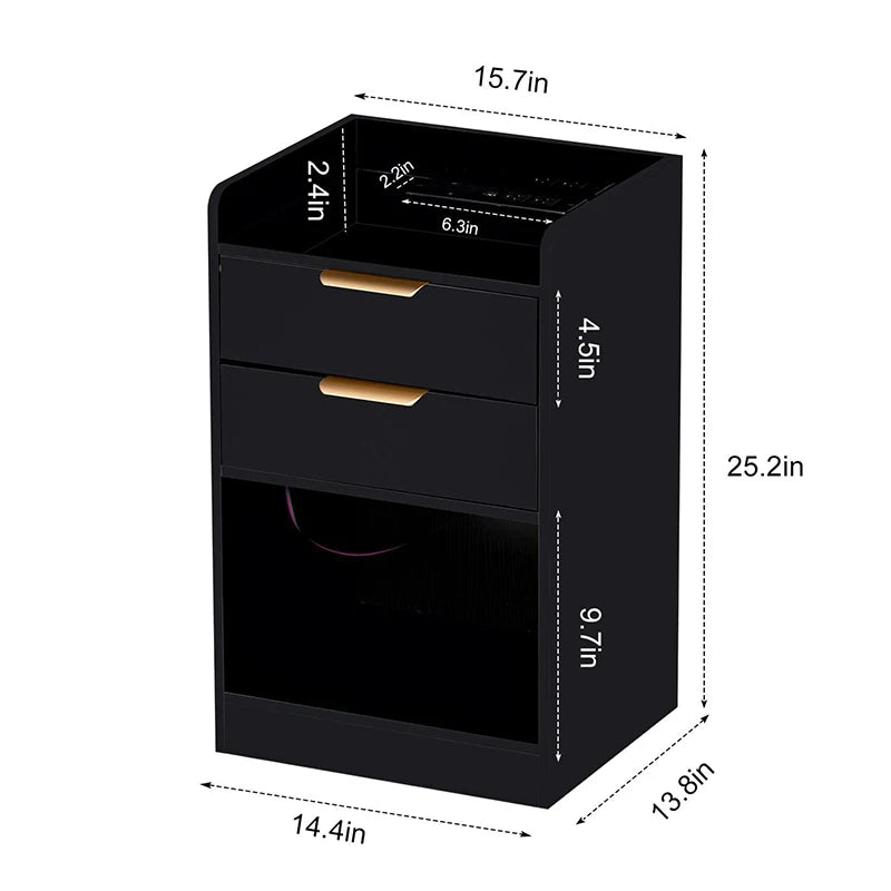 High Quality Slim Wooden Nightstand with LED Charging Station Unique Multifunctional Bedside Table for Bedroom or Home