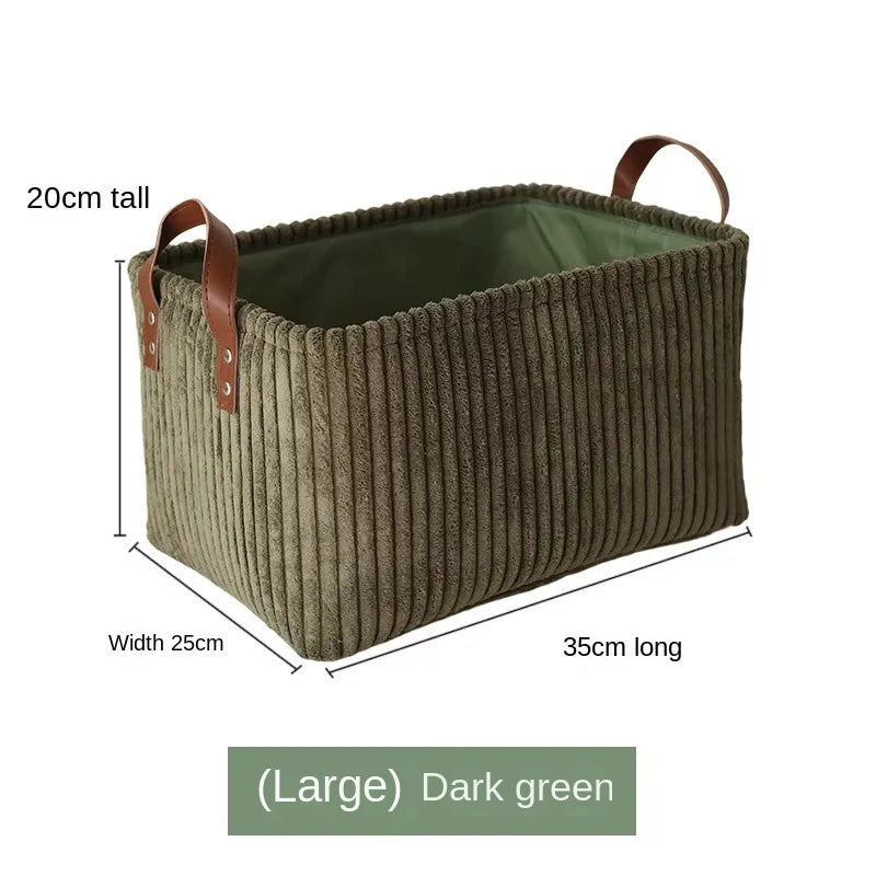 Girida Modern Rectangular Corduroy Multifunction Storage Basket with Handle Portable Desktop & Clothing Storage Set