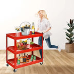 3-Layer Mechanical Workshop Tools Cart Trolley Wheel-Attached Toolbox Garage Workbench Racks for Vehicle Accessory Storage
