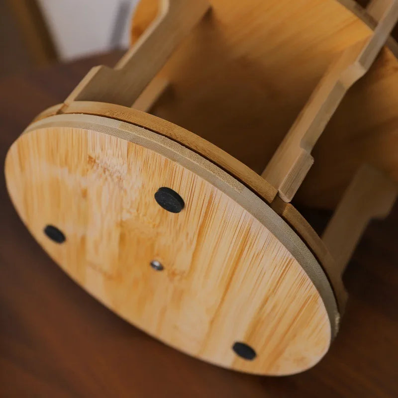 High Borosilicate Glass Kitchen Storage tank with 360 Degree Rotating Wooden Frame Household glassware Container & Glass Jars