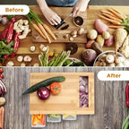 Multifunctional Bamboo Chopping Board With Built in Drawer Storage Containers and Grater Kitchen Cutting Board