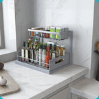 Under Sink Storage Rack Pull-out Cabinet Storage Rack 2 Level Sliding Out Sink Cabinet Storage Rack for Kitchen