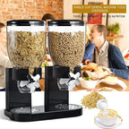 Bulk Manual Rotate Button Plastic Double Cereal Grain Rice Container Kitchen Dry Food Storage with Dispenser