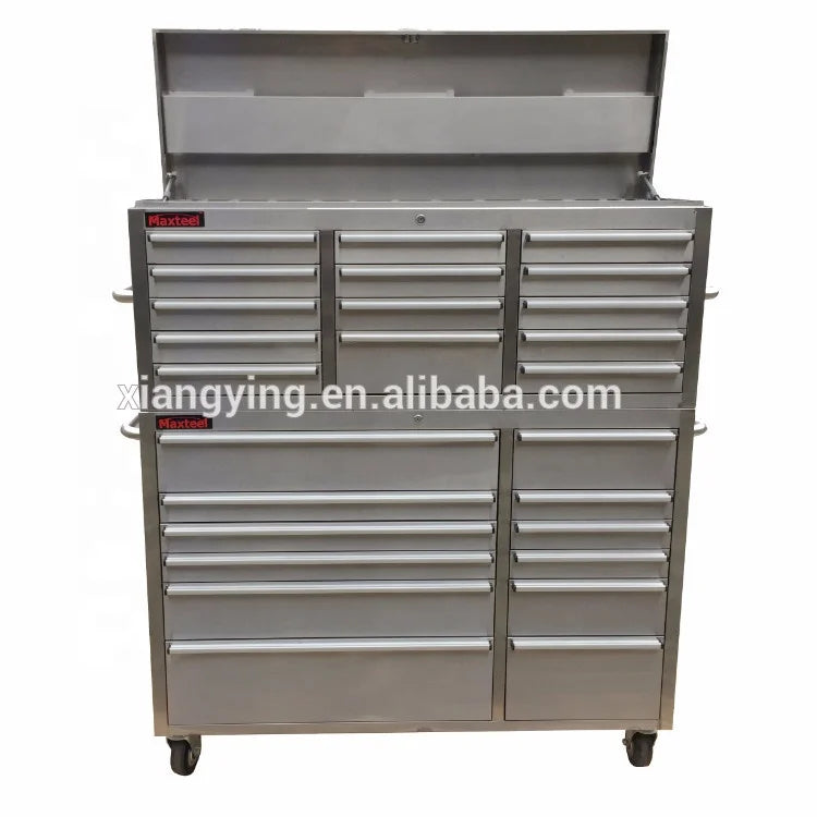 OEM ODM SS Tool Cabinet 54 Series Stainless Steel Tool Box Drawer Chest with Heavy Duty Casters for Workshop Garage