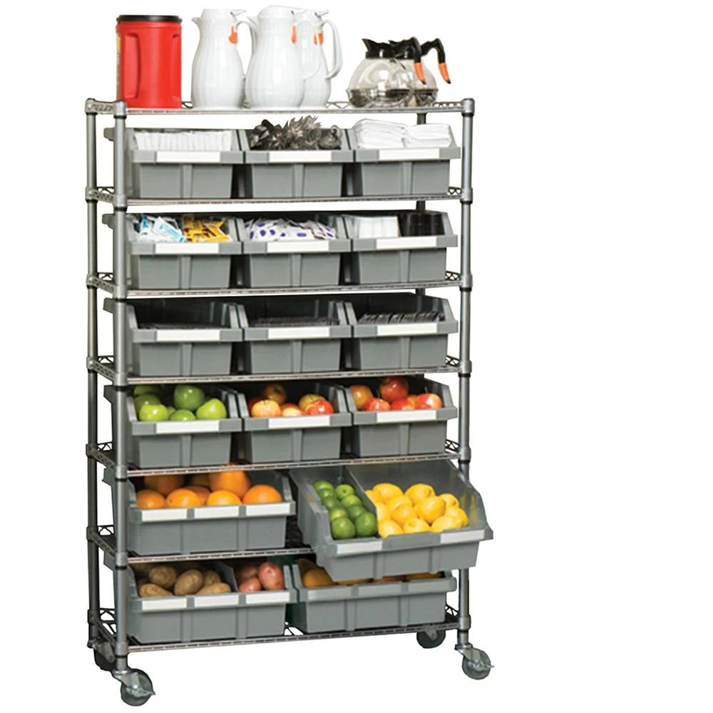 Commercial-Grade 16-Bin Storage Rack with Sliding Drawers Multi-Tier Design for Restaurant Back-of-House Efficiency