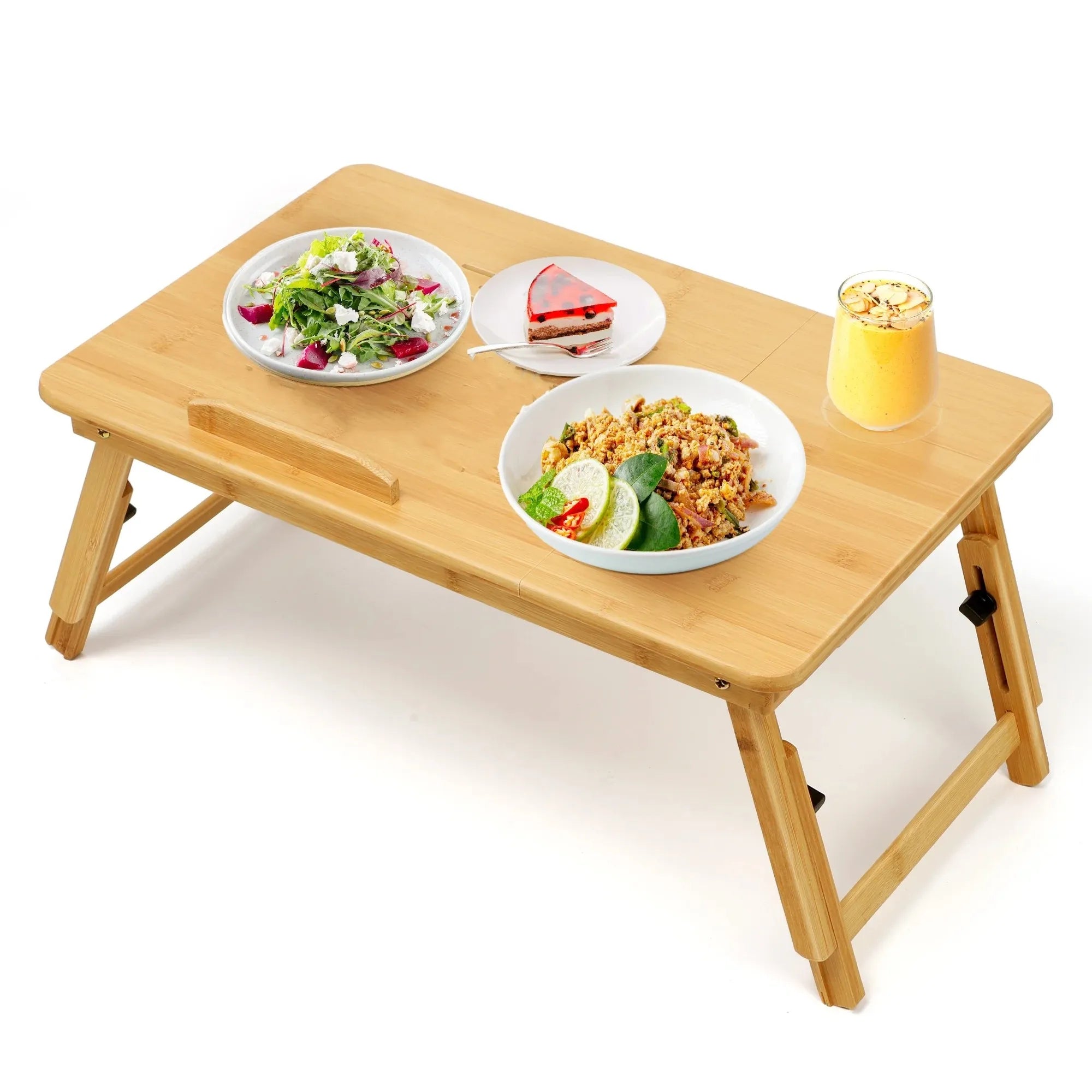 Portable Bamboo Crafts Laptop Tray Table Stand for Breakfast Serving Home Folding Bed Desk with Laptops Tray Laptop Table