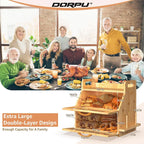 Modern Design Bamboo Bread Box with Adjustable Wooden Layers Acrylic Glass Storage Drawer for Kitchen Food Storage