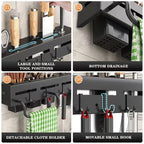Kitchen Organizers Shelf Carbon Steel Knife Storage Rack Wall Mounted Spice Rack Chopstick Utensils Holder