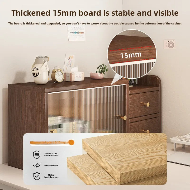 Custom Bamboo Desktop BedroomTabletop Plastic Storage Cabinet Cosmetic Storage Box Lipstick Storage Rack Desktop Storage Cabinet