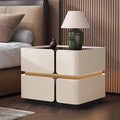 Light Luxury Modern Solid Wood Smart Floating High-End Nightstand Bedside Table Ready-to-Use Wireless Charging LED Light Bedroom