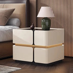 Light Luxury Modern Solid Wood Smart Floating High-End Nightstand Bedside Table Ready-to-Use Wireless Charging LED Light Bedroom