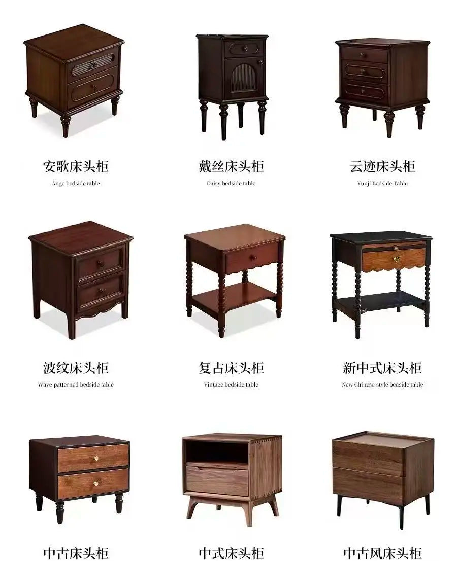 Modern Luxury Solid Wood Japanese/Northern European Bedside Nightstand Multi-Drawer Eco-Friendly Durable Adjustable Storage Oak