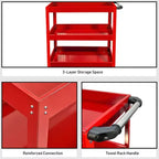 3-Layer Mechanical Workshop Tools Cart Trolley Wheel-Attached Toolbox Garage Workbench Racks for Vehicle Accessory Storage