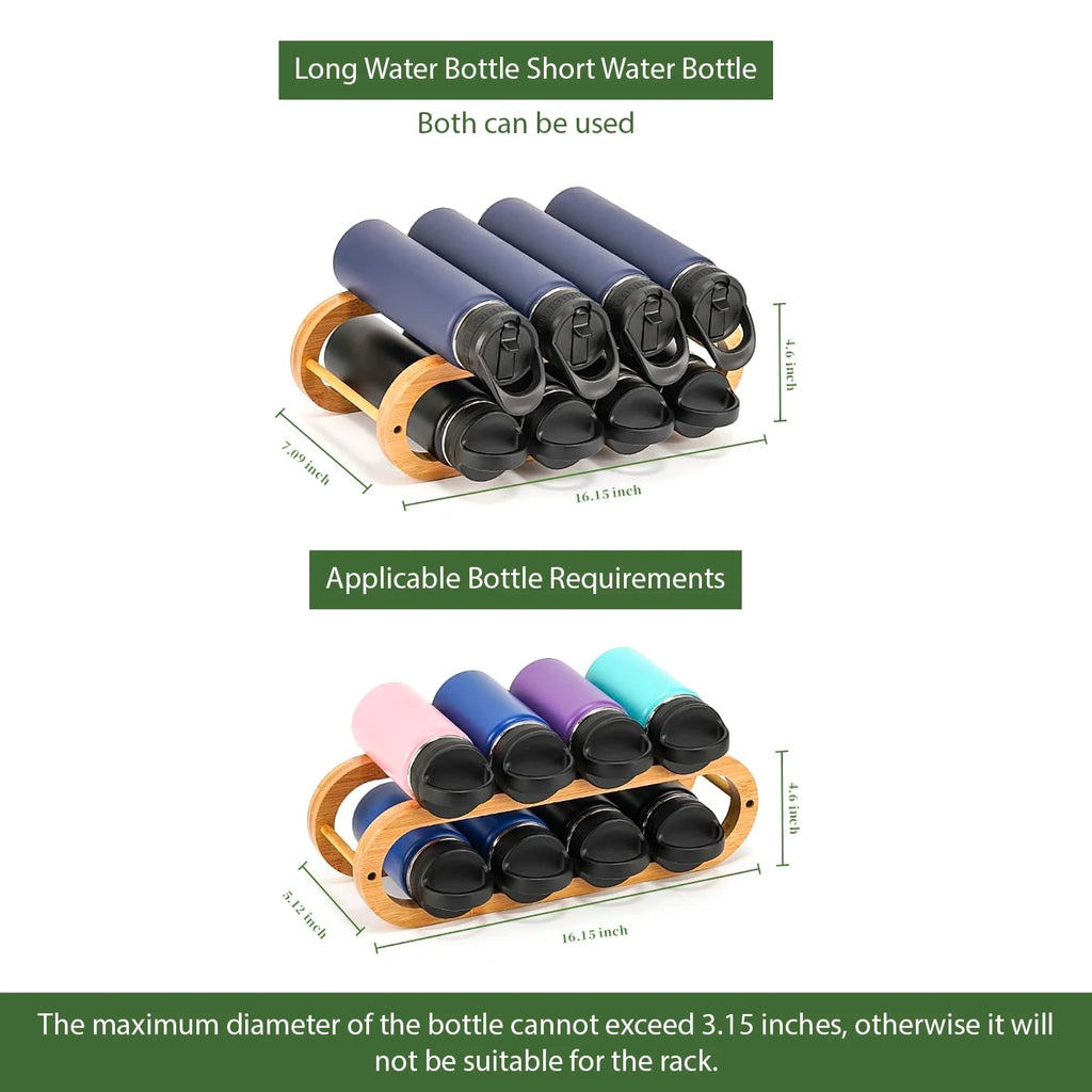 Bamboo Double Tier Kitchen Countertop & Cabinet Organizer Rack for Wine and Water Bottles Storage in Living Room