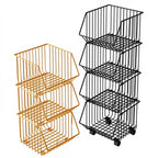 Modern Simple Floor Standing 5-Tier Non-Folding Movable Kitchen Storage Rack for Home Use