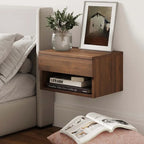 Modern Wall-Mounted Floating Nightstand for Bedroom Feature Storage Drawer and Open Shelf for Living Room Use