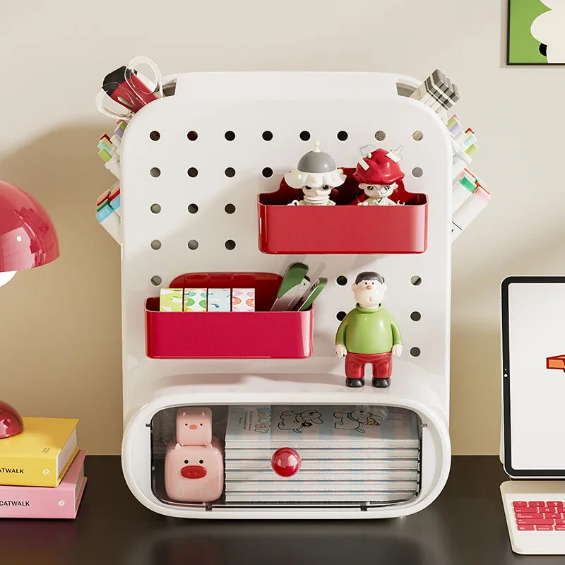 Plastic Desktop Hole Board Storage Box Drawer-Type Office & Student Desk Stationery Organizer Storage Rack
